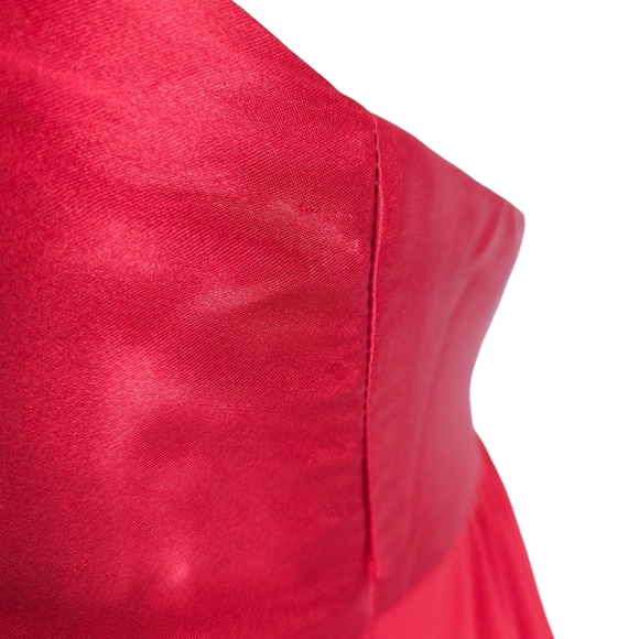 Jessica McClintock Bubble Dress Red One Shoulder Ruffle Satin Knit 10 - Picture 6 of 11